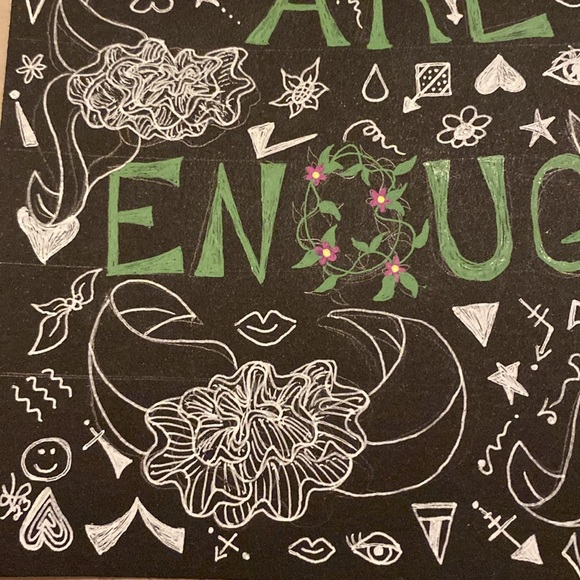 Unframed Original Art You Are Enough Drawing Illustration Blossoms & Symbols - Picture 5 of 8